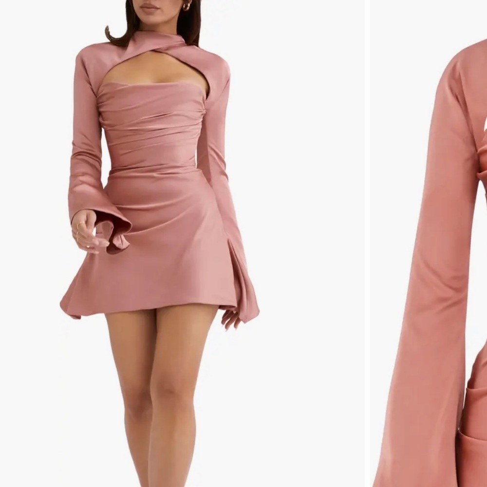 HOUSE OF CB Toira Long Sleeve Satin Corset Minidress